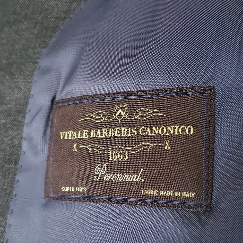 Suit Supply Vitale Barberis Canonico Grey Wool Suit Coat Jacket Surgeon Cuff 50R